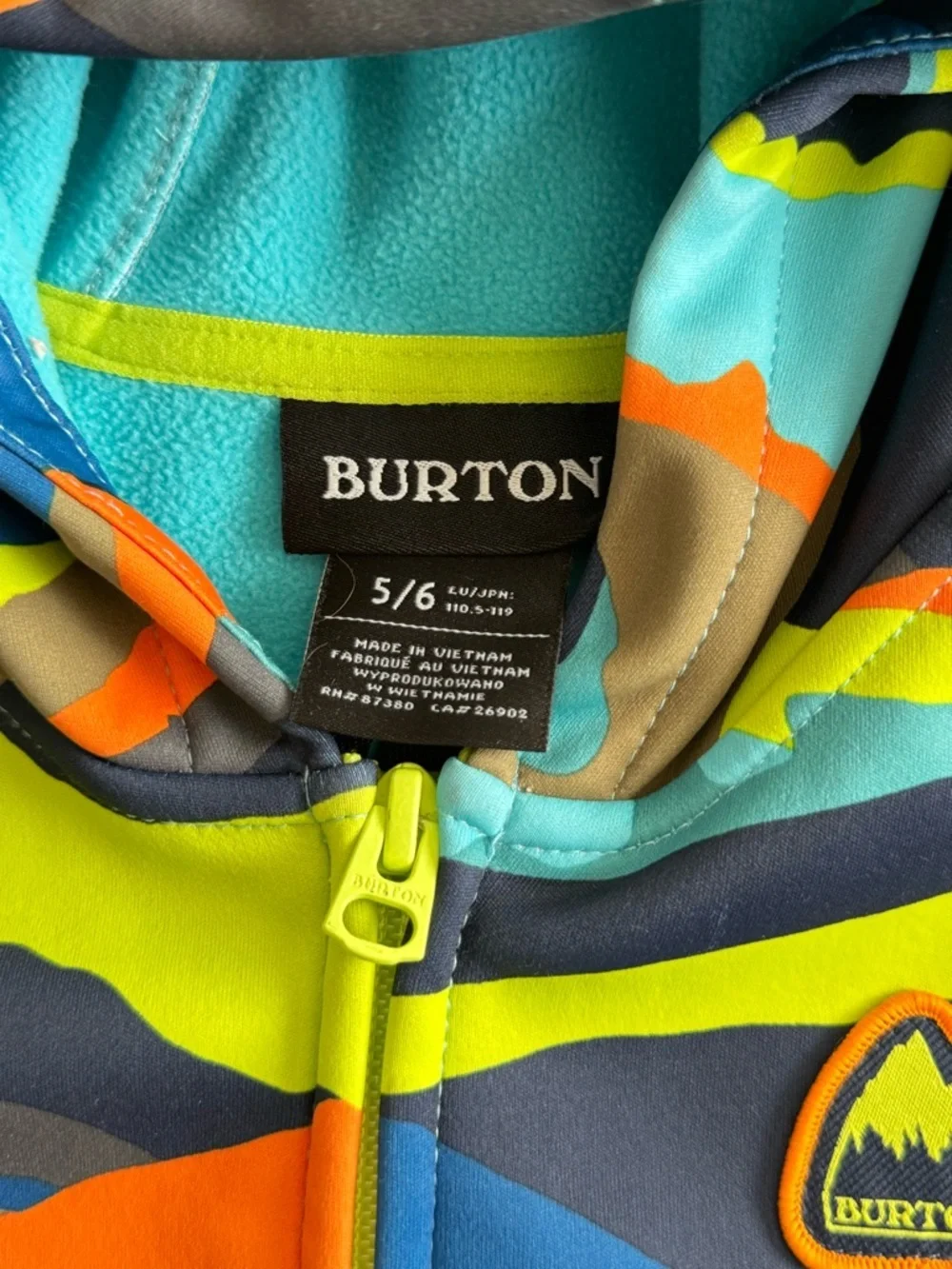 Burton Kids Zip Hoodie in Blue, Green & Orange Camo